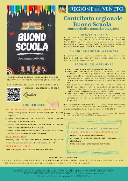 Contributo regionale Buono Scuola a.s. 2024/2025 Contributo regionale Buono Scuola a.s. 2024/2025