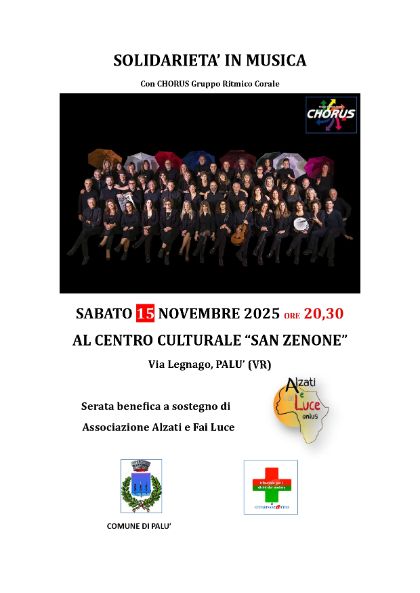 Serata musicale solidale con Chorus sabato 15 novembre 2025 