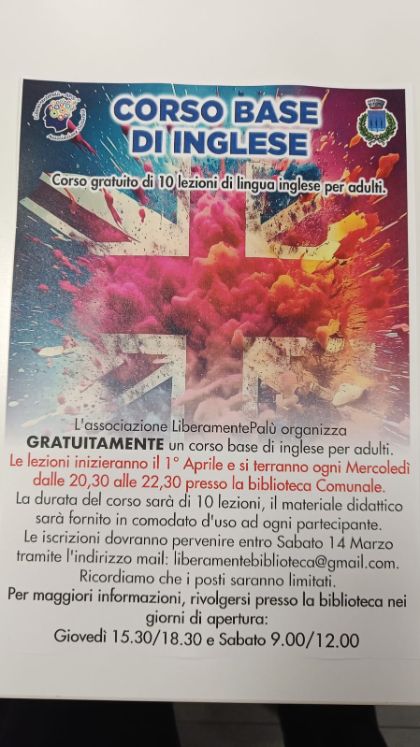 CORSO DI INGLESE A PARTIRE DAL 1 APRILE 2026 